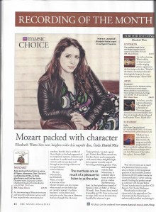 Mozart CD with Scottish Chamber Orchestra, Christian Baldini, Elizabeth Watts